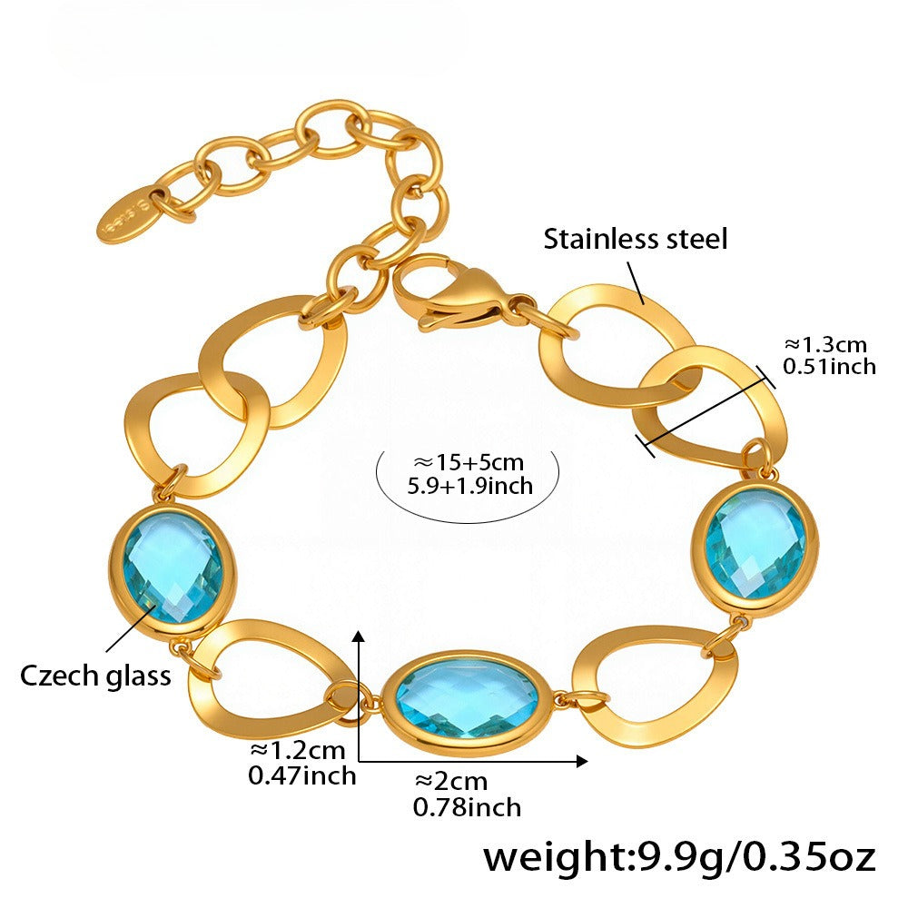 Planderful Interlocking Glass Stone Bracelet Gold Plated