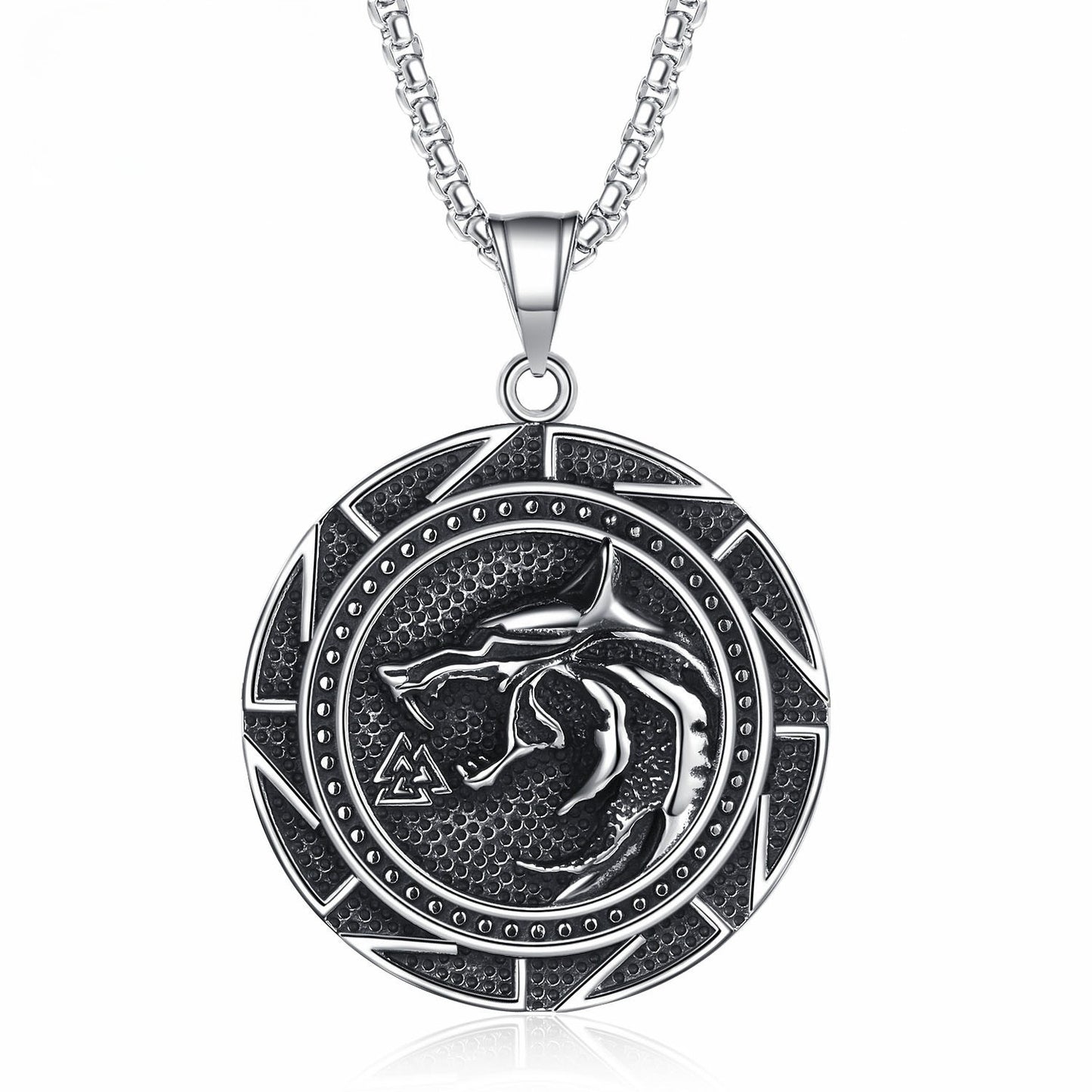 Steel Necklace – Statement Viking Wolf Head Pendant For Men Everyday Wear Planderful