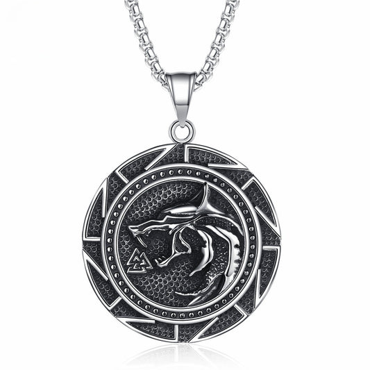 Steel Necklace – Statement Viking Wolf Head Pendant For Men Everyday Wear Planderful