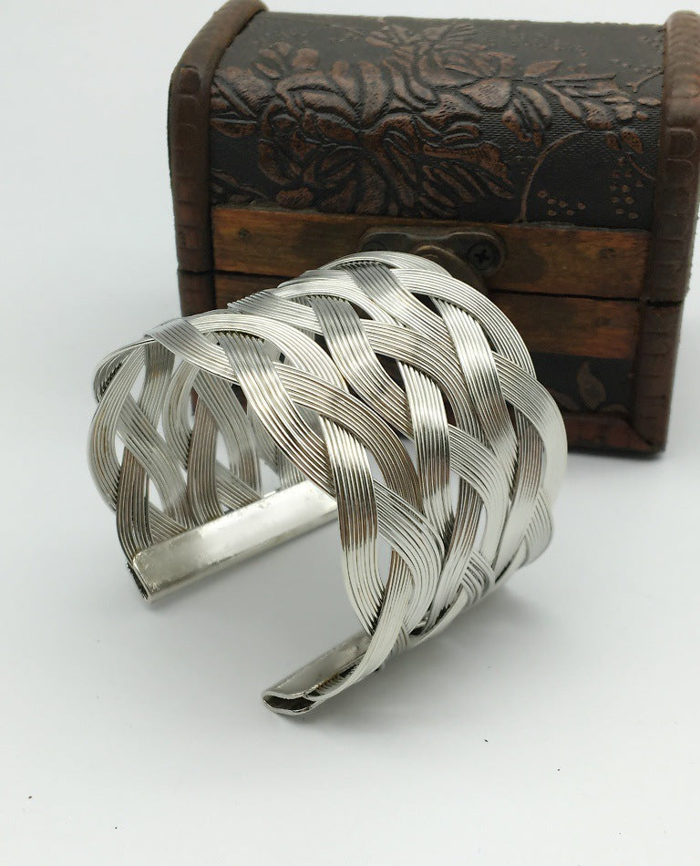 Extravagant Wire Bracelet with Gold Accents for Women