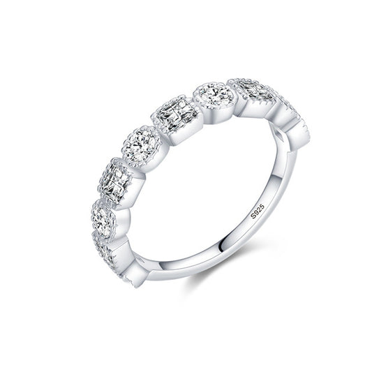 Glittering Zircon-Encrusted Sterling Silver Ring