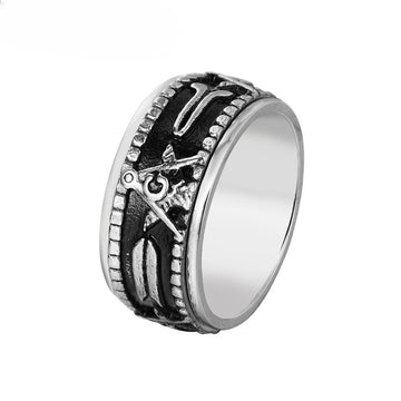 Planderful Masonic Logo Titanium Ring For Unisex Durability And Symbolic Protection Gift Sizes 7 To 12