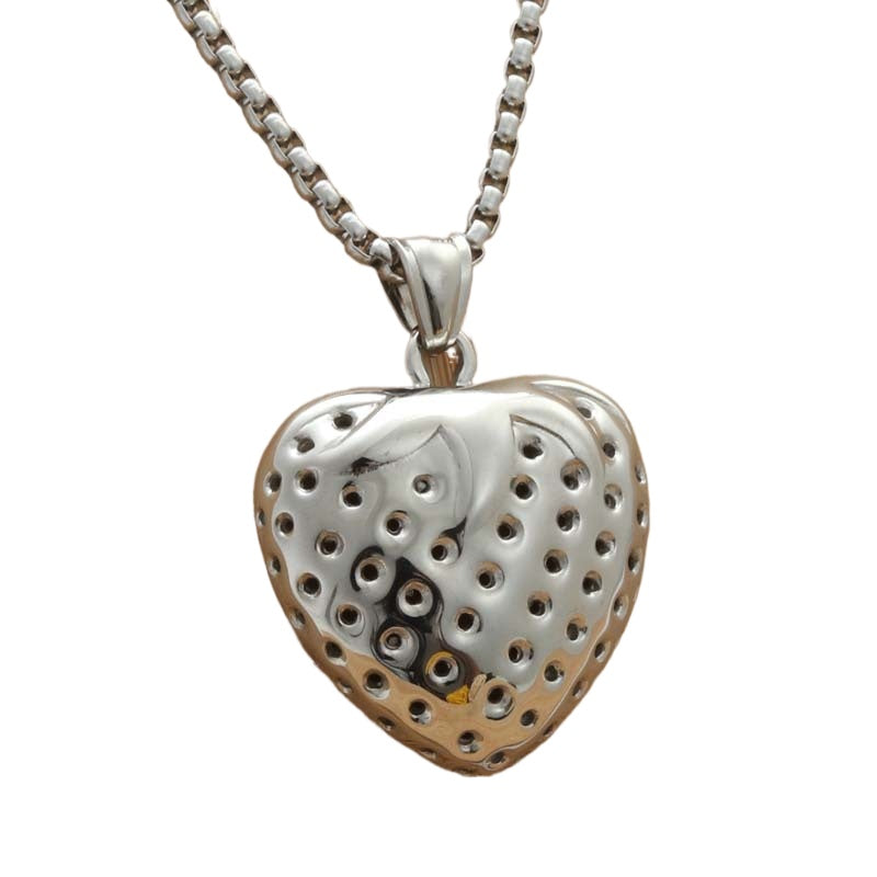 Titanium Steel Strawberry Pendant Necklace - Retro Punk Style for Men and Women