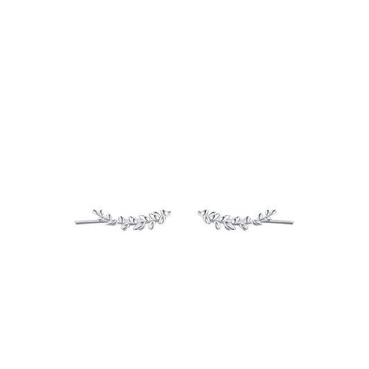 Pure Silver Long Leaf Earrings for Women