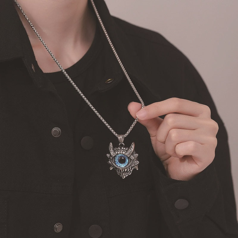 Steel Necklace - Vintage Turkish Eye Design