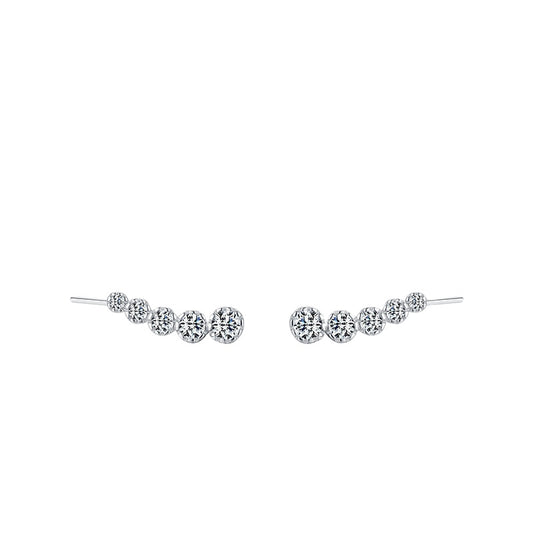 Elegant S925 Sterling Silver Zircon Earrings with Unique Japanese and Korean Design