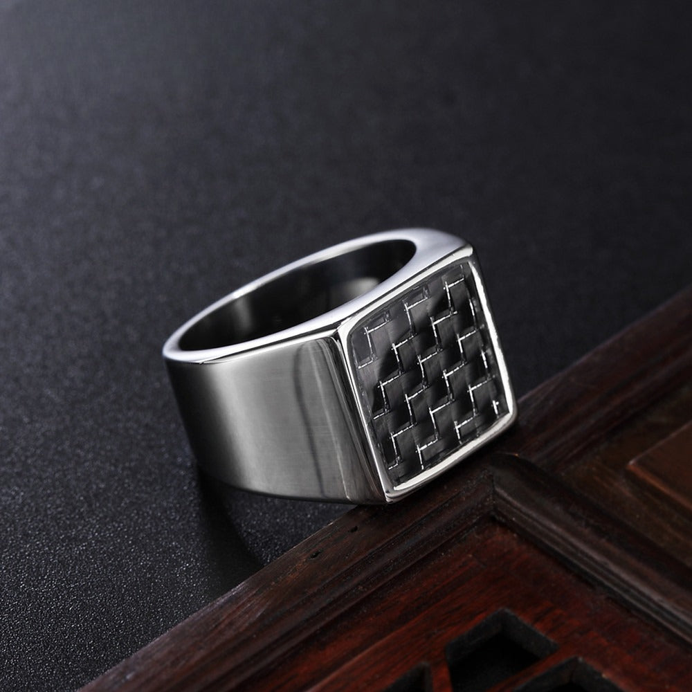 Carbon Fiber Ring Unisex Durable Titanium Steel Square Band For Men And Women By Planderful Everyday Genie