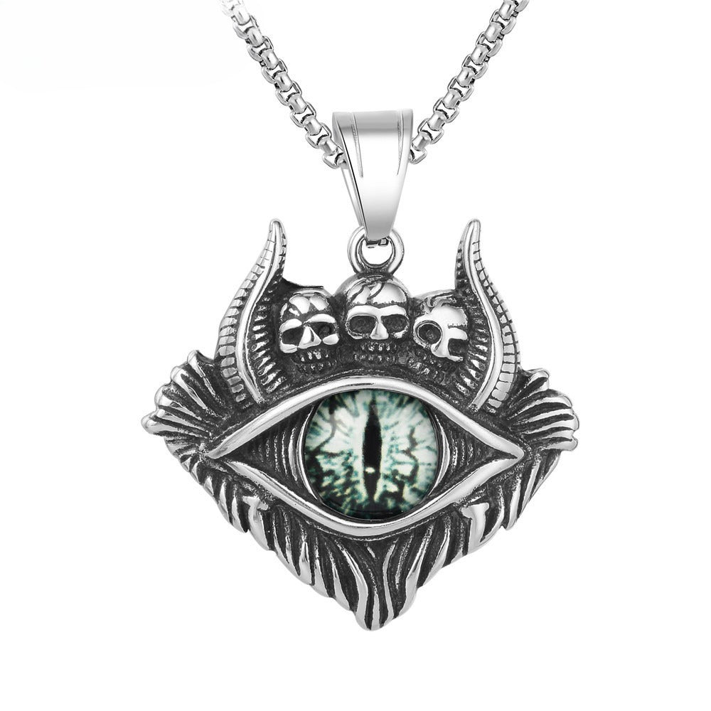 Punk Devil's Eye Titanium Steel Pendant Necklace