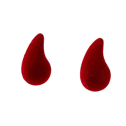 Sweet Red Flocked Pea Shape Stud Earrings - Vienna Verve Collection
