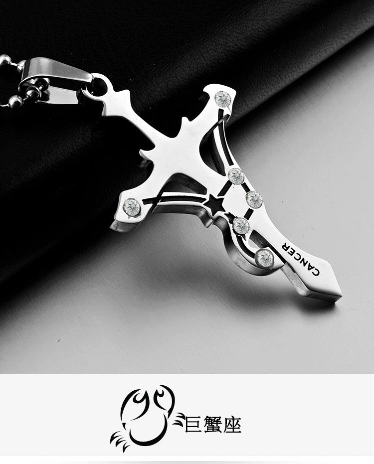 Crystal Zodiac Sign Pendant Necklace — 12 Signs