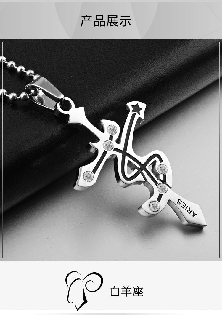 Crystal Zodiac Sign Pendant Necklace — 12 Signs