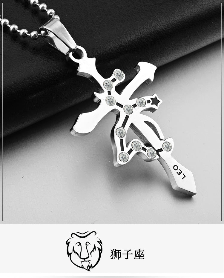 Crystal Zodiac Sign Pendant Necklace — 12 Signs