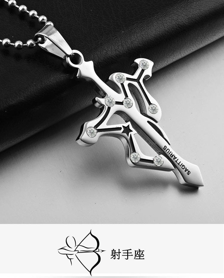 Crystal Zodiac Sign Pendant Necklace — 12 Signs