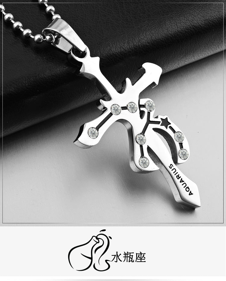 Crystal Zodiac Sign Pendant Necklace — 12 Signs