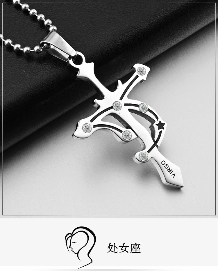 Crystal Zodiac Sign Pendant Necklace — 12 Signs