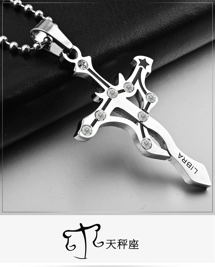 Crystal Zodiac Sign Pendant Necklace — 12 Signs