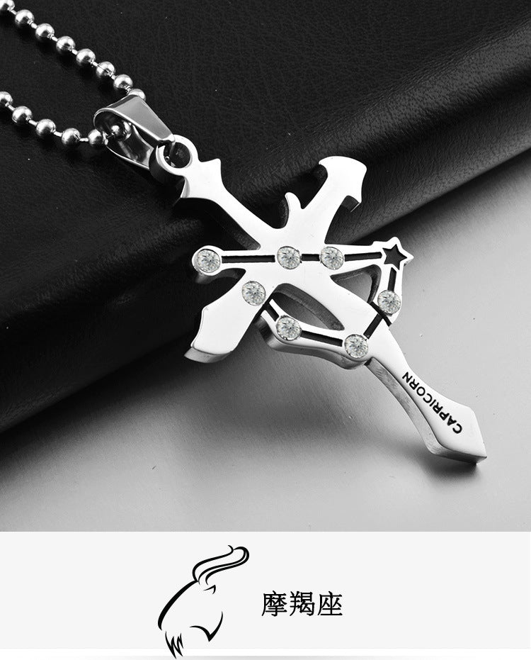 Crystal Zodiac Sign Pendant Necklace — 12 Signs