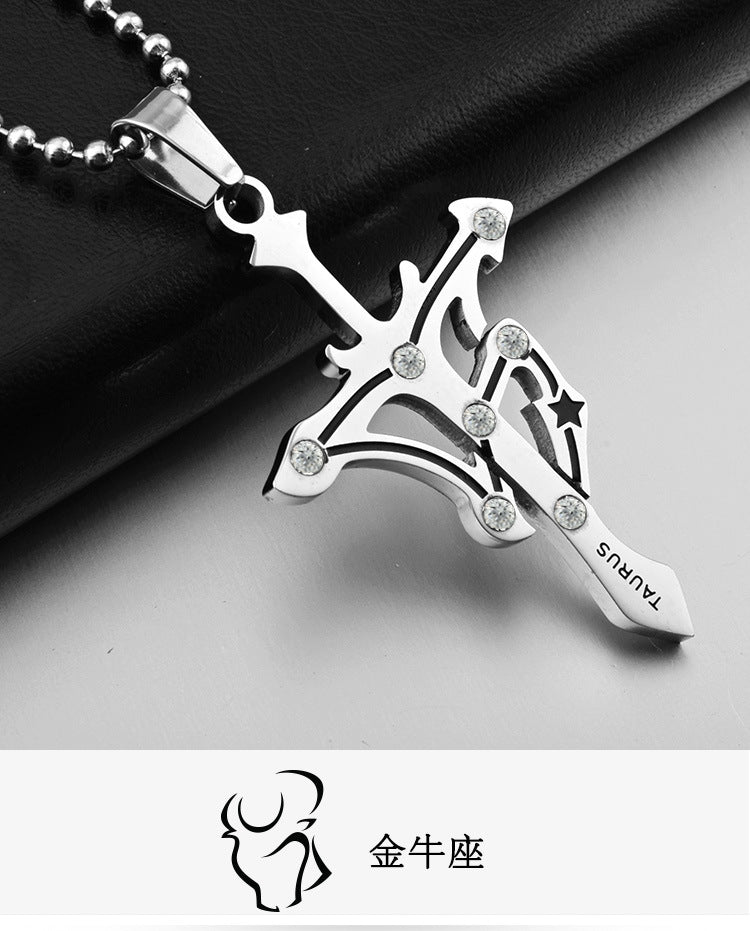 Crystal Zodiac Sign Pendant Necklace — 12 Signs