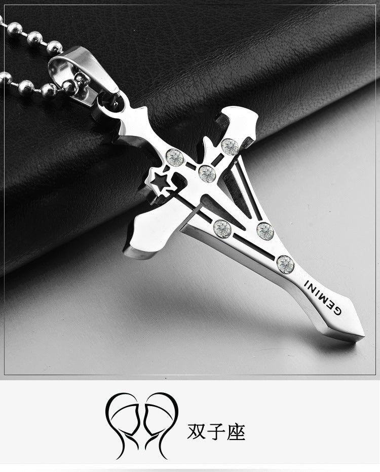 Crystal Zodiac Sign Pendant Necklace — 12 Signs