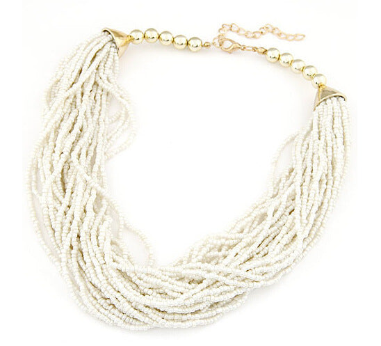 Boho Chic Layered Bead Necklace with Mixed Textures