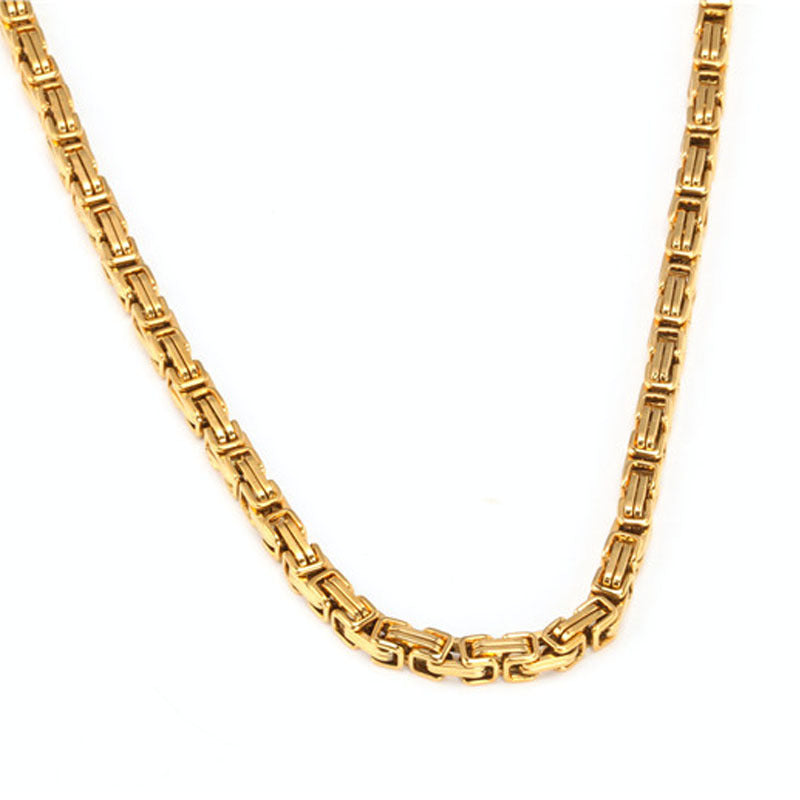 Planderful Premium Stainless Steel Necklace For Men Unisex Gold Square Pendant Protection Statement Everyday Genie