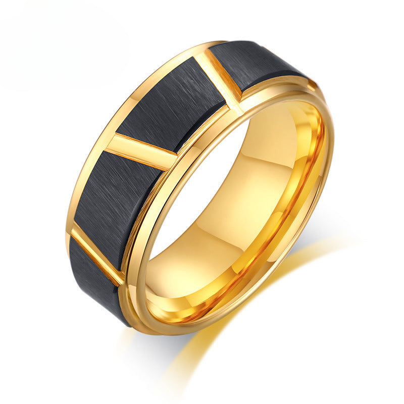 Manufacturer Tungsten Steel Jewelry Wholesale Black Gold Men's Tungsten Steel Ring