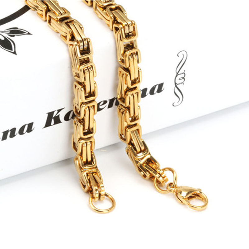 Planderful Premium Stainless Steel Necklace For Men Unisex Gold Square Pendant Protection Statement Everyday Genie