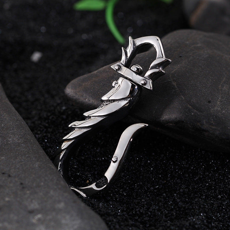 Stylish Men's Titanium Steel Retro Fish Hook Pendant - European and American Fashion Jewelry