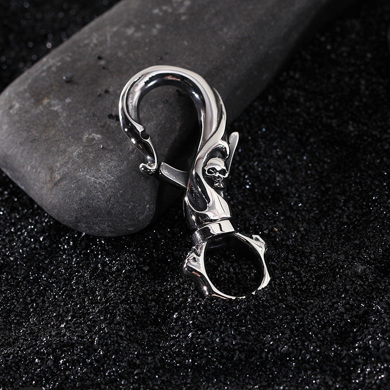 Stylish Stainless Steel Skull Keychain Pendant for Men - European and American Fashion