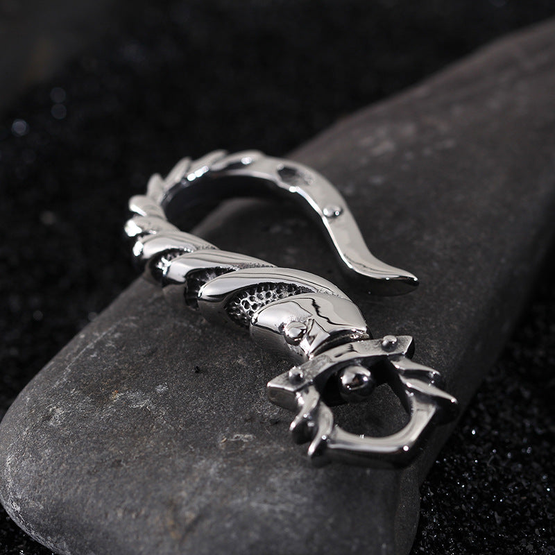 Stylish Men's Titanium Steel Retro Fish Hook Pendant - European and American Fashion Jewelry