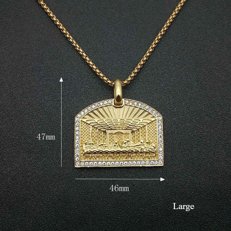 Planderful Everyday Genie Hip Hop Titanium Steel Gold Plated Zircon Pendant Necklace For Men