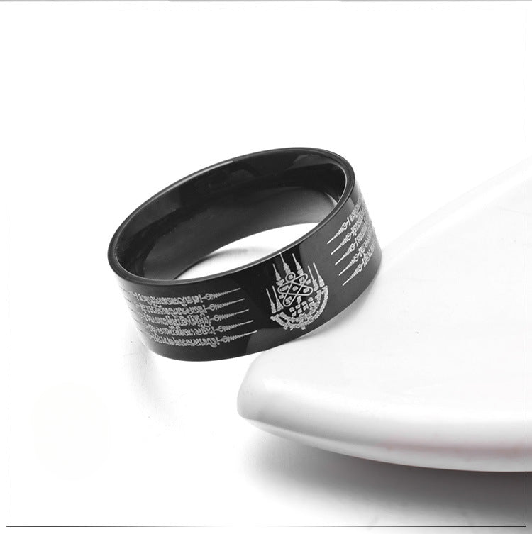 Thailand Five Rune Rings All-Plated Black Men's Rings