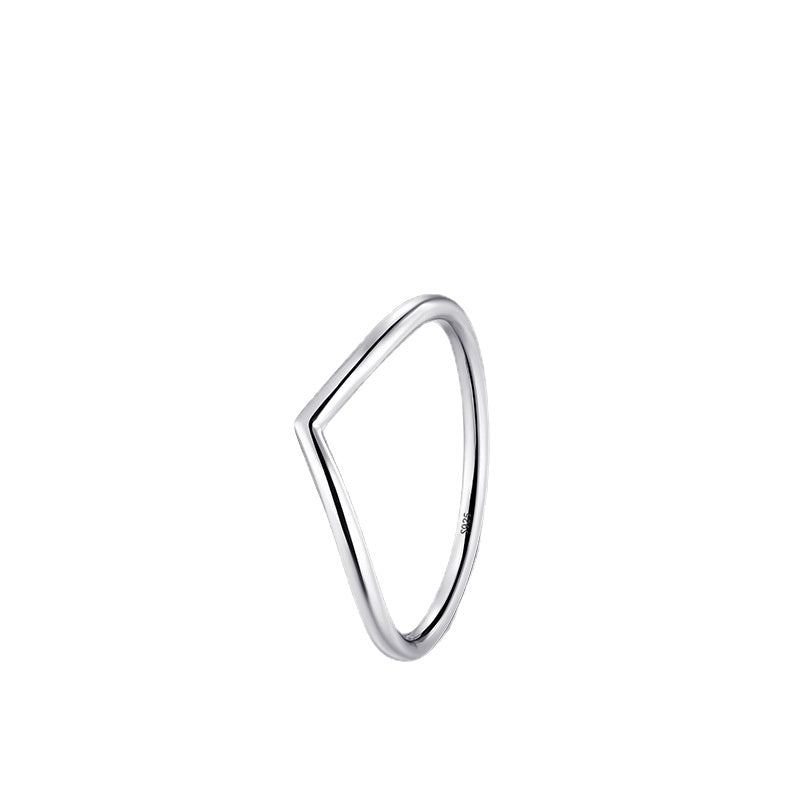 Minimalist Geometric Arrow Sterling Silver Ring with Zircon