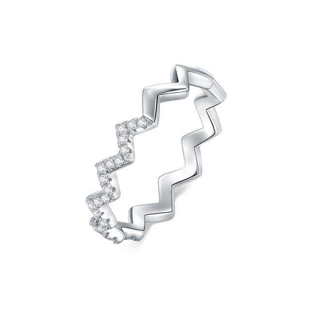S925 Geometric Lightning Zircon Ring for Women