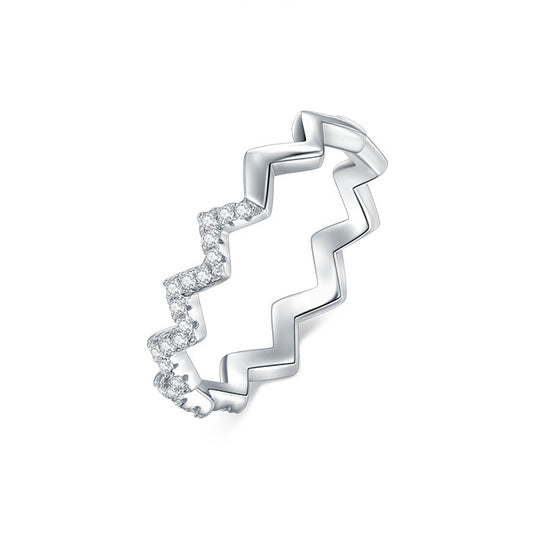 S925 Geometric Lightning Zircon Ring for Women