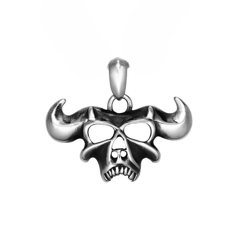 Retro Punk Titanium Steel Cow Skull Pendant for Men - Wholesale Unique Jewelry
