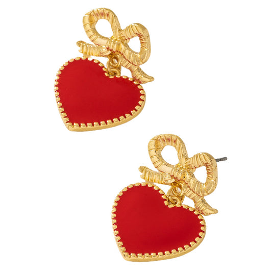 Planderful Vienna Verve Earrings – Stylish Metal Bow Design for Valentine's Day