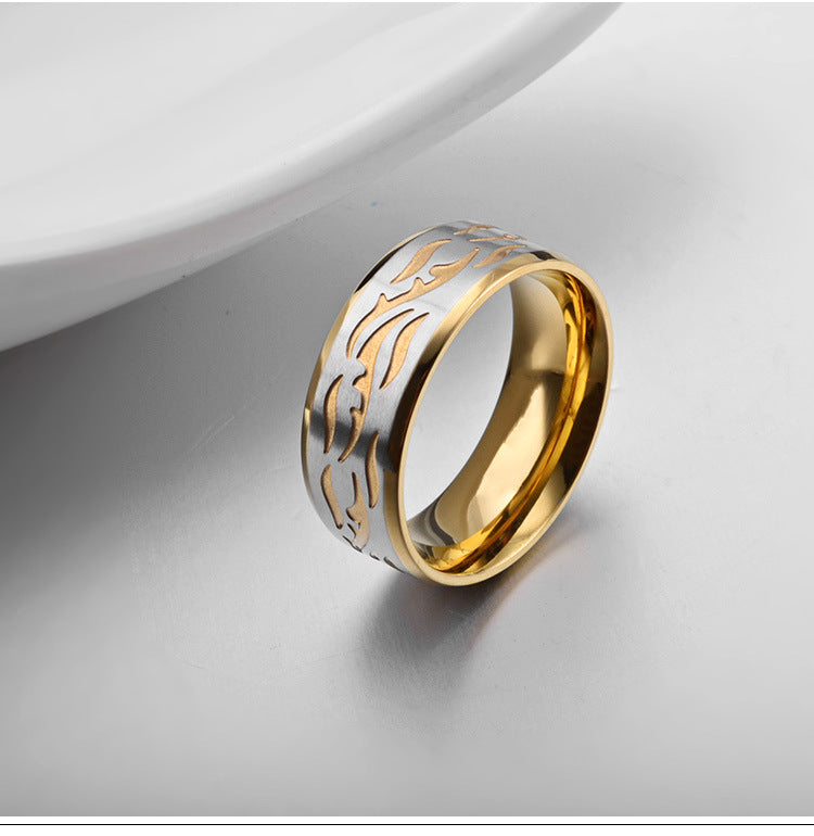 Chinese Pattern Stainless Steel Ring for Men
