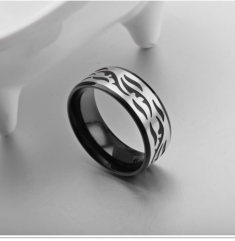 Chinese Pattern Stainless Steel Ring for Men