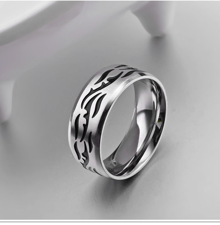 Chinese Pattern Stainless Steel Ring for Men