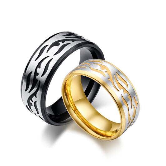 Chinese Pattern Stainless Steel Ring for Men