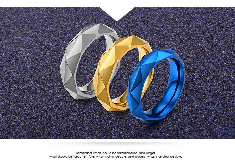 Stainless Steel Rhombus Ring Men's Individual Minimalist