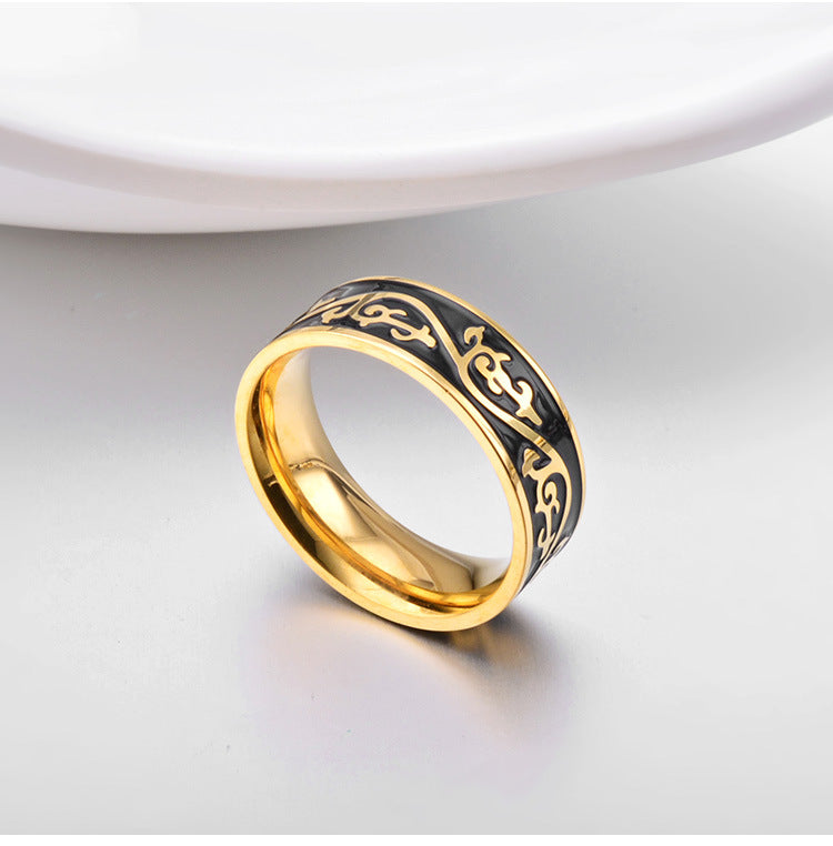 Stainless Steel Yang Pattern Ring – Men's – Pattern Couple