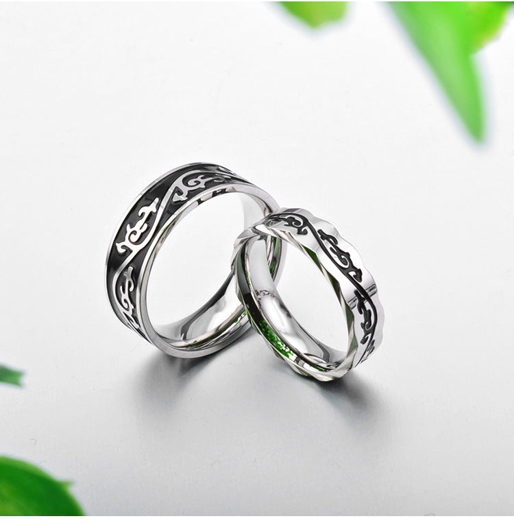 Stainless Steel Yang Pattern Ring – Men's – Pattern Couple