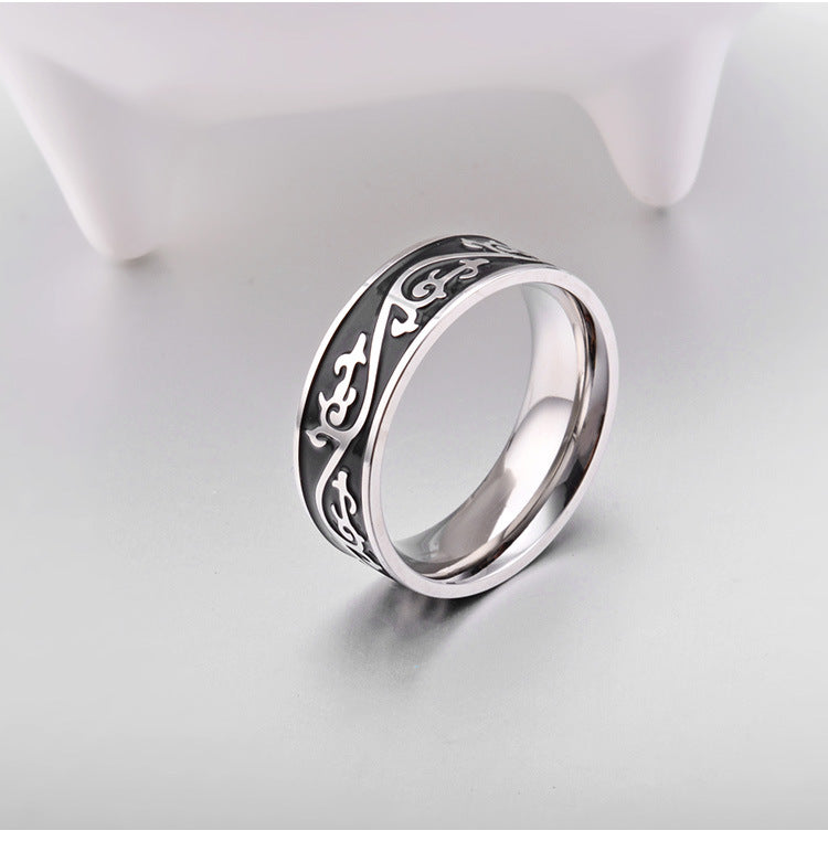 Stainless Steel Yang Pattern Ring – Men's – Pattern Couple
