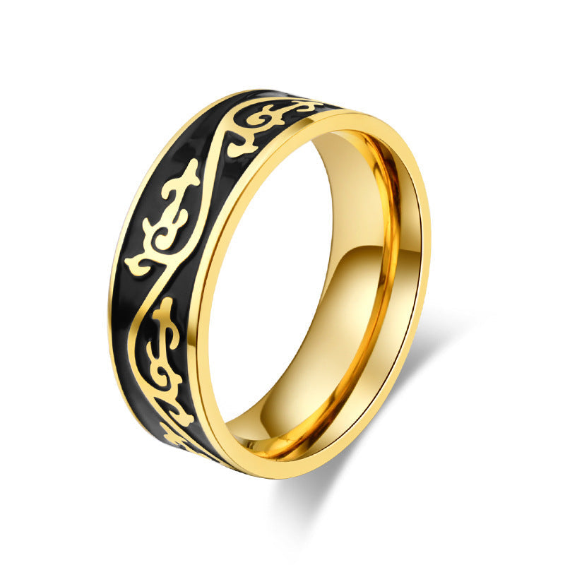 Stainless Steel Yang Pattern Ring – Men's – Pattern Couple