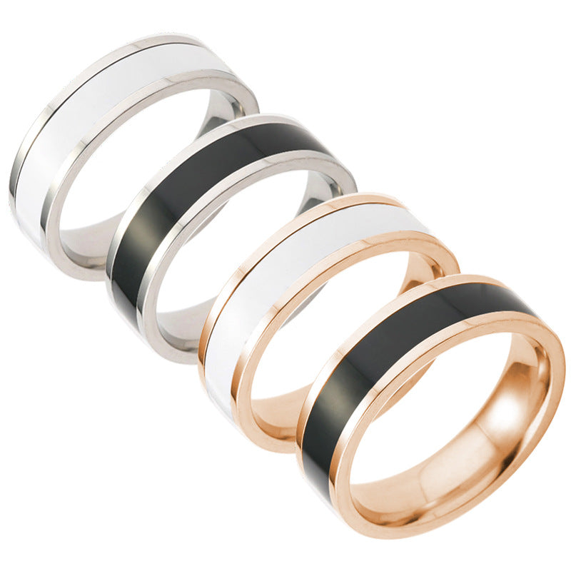 Black and White Titanium Couple Ring Set - Everyday Genie Collection