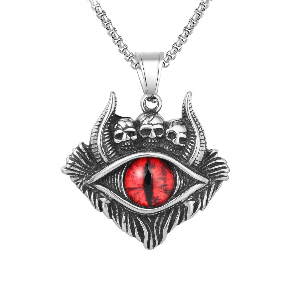 Punk Devil's Eye Titanium Steel Pendant Necklace