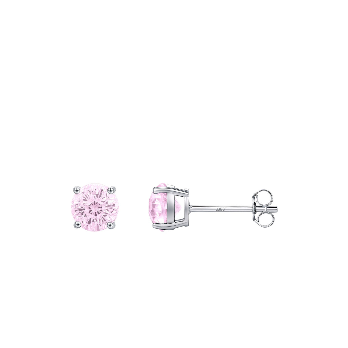 925 Sterling Silver Pink Fireworks-Cut Earrings