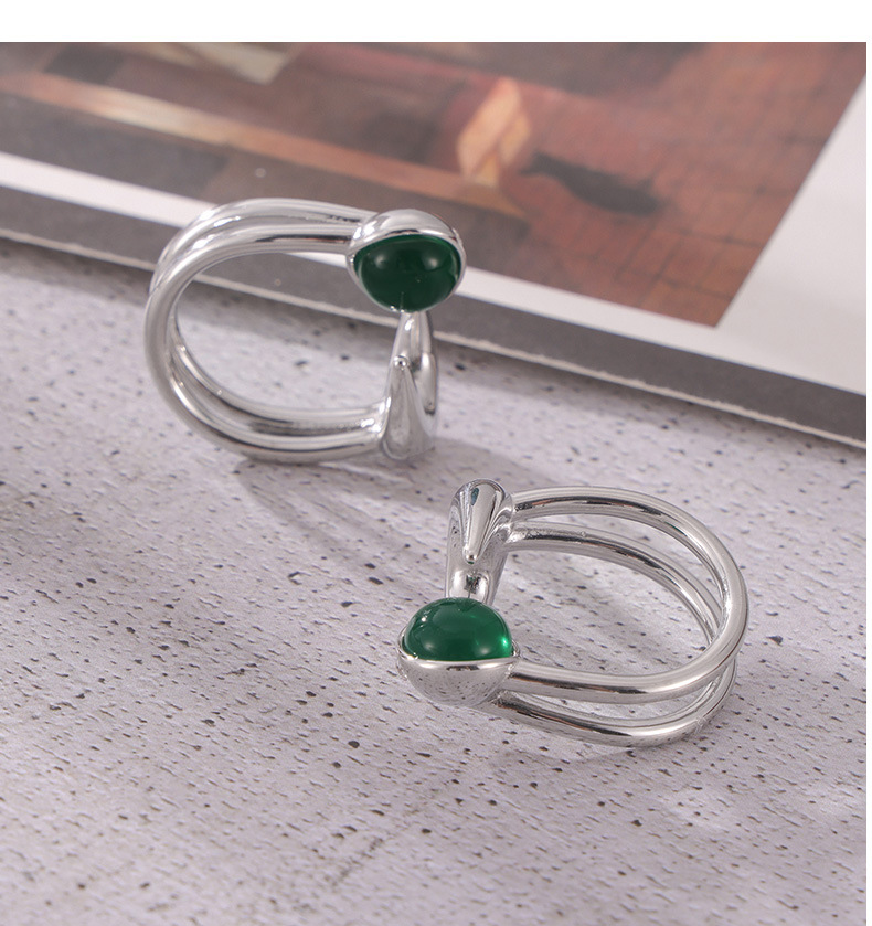 Tempered Glass Stone Double-Layer Titanium Steel Hip-Hop Ring